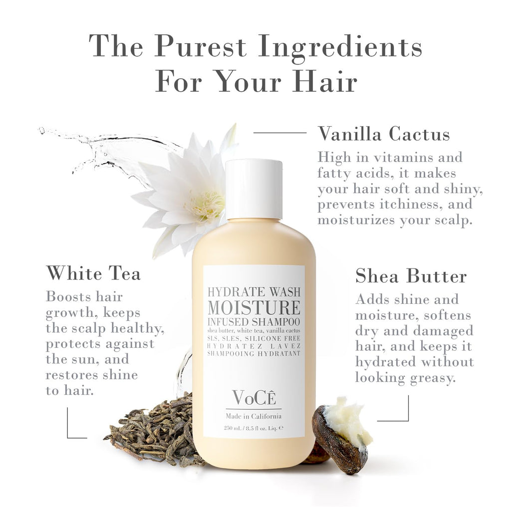VoCÊ Natural Hydrating Shampoo for Dry, Frizzy Hair | Vegan, Color-Safe & Cruelty-Free