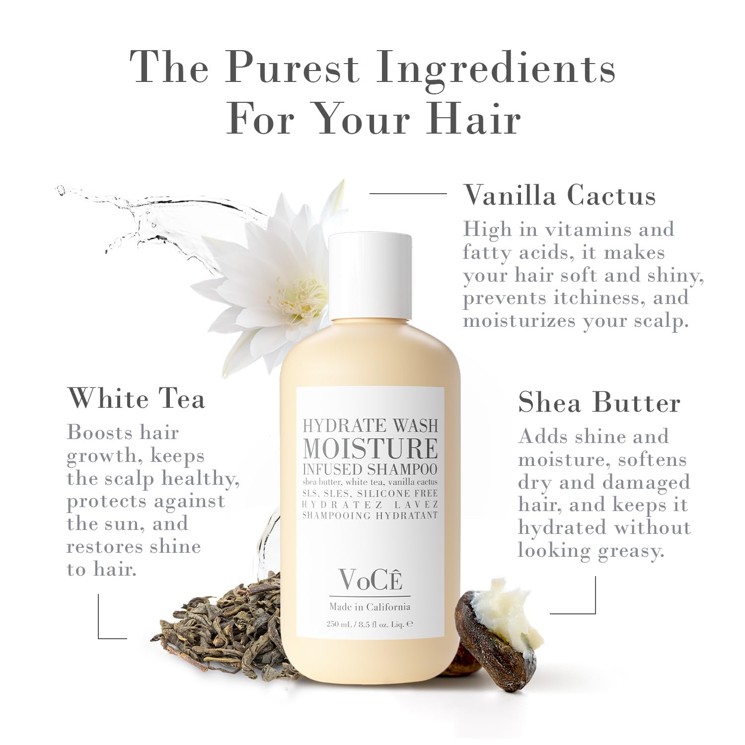 VoCÊ Natural Hydrating Shampoo for Dry, Frizzy Hair | Vegan, Color-Safe & Cruelty-Free