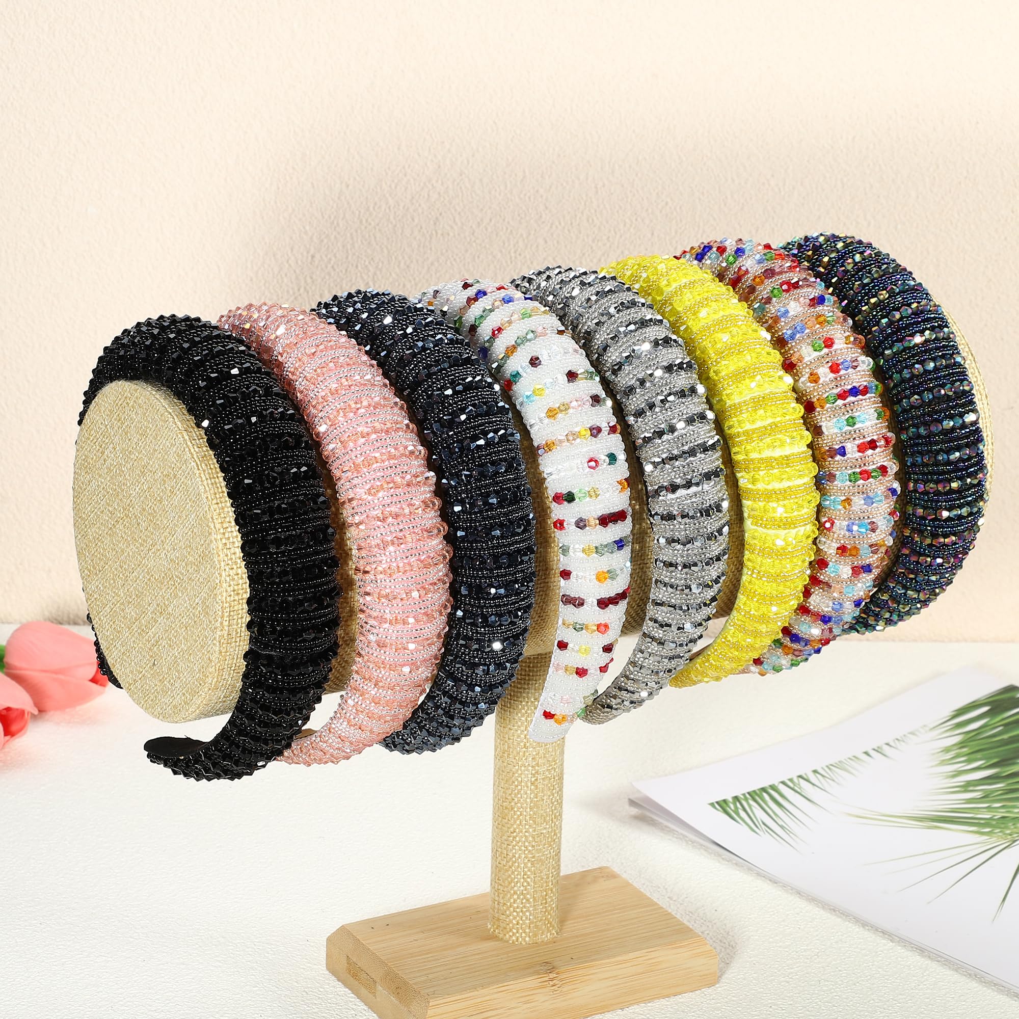 VOCOSTE Crystal Headband with Rhinestones – Black, 1.2 Inch Wide