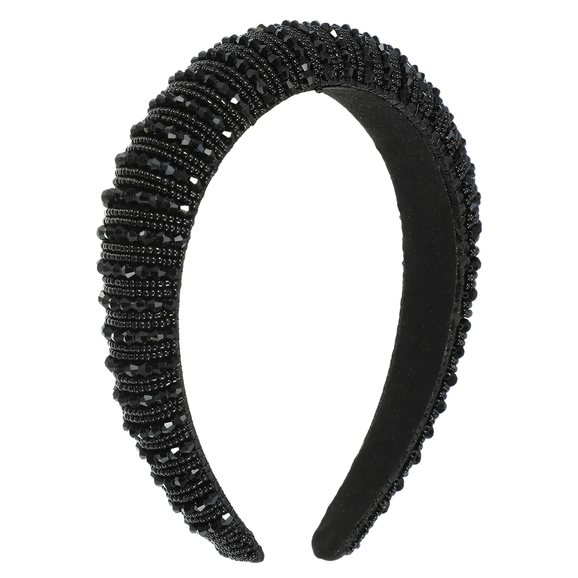 VOCOSTE Crystal Headband with Rhinestones – Black, 1.2 Inch Wide