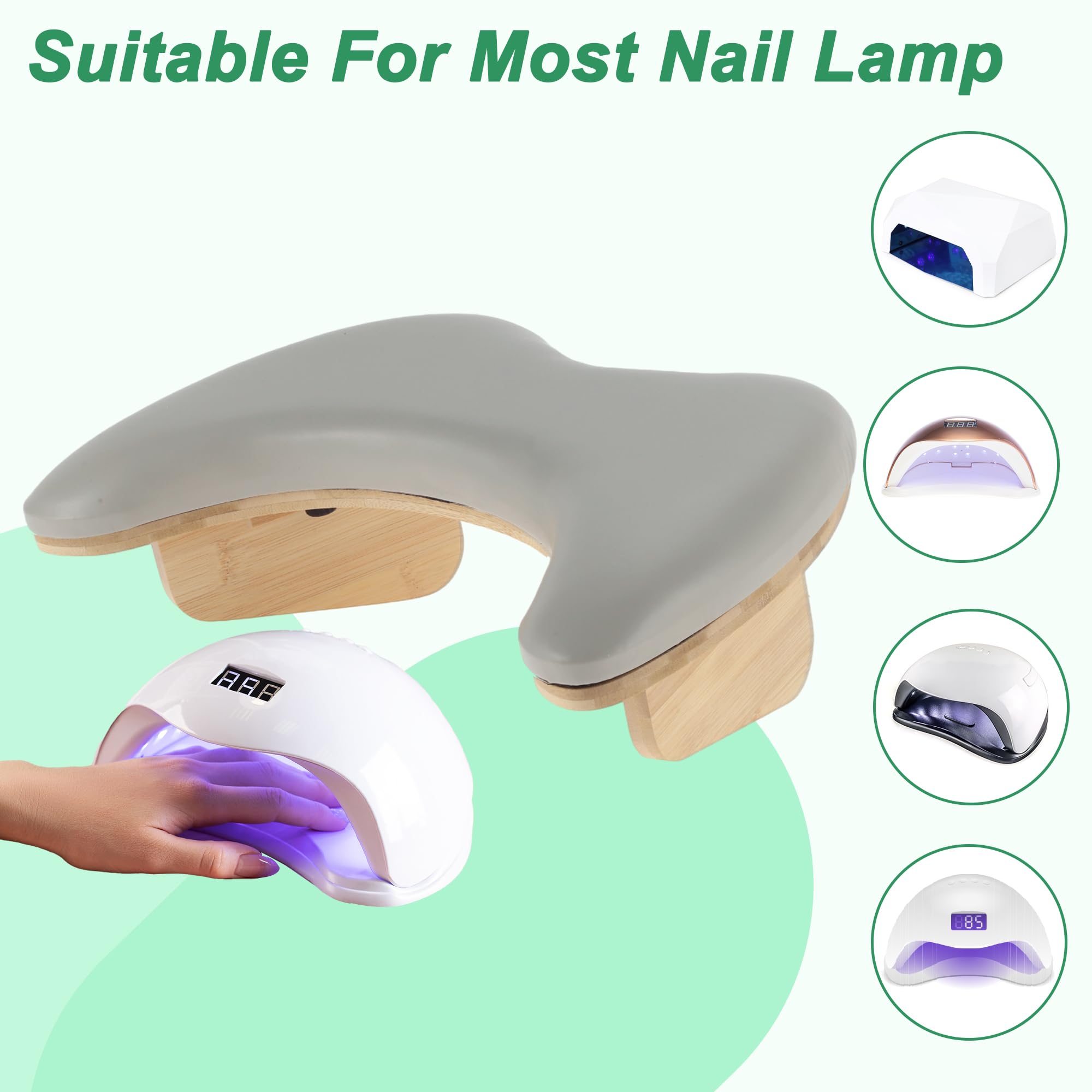 VOCOSTE Arm Rest for Nails Tech | U-Shaped Nail Hand Rest with Detachable Brackets – Gray