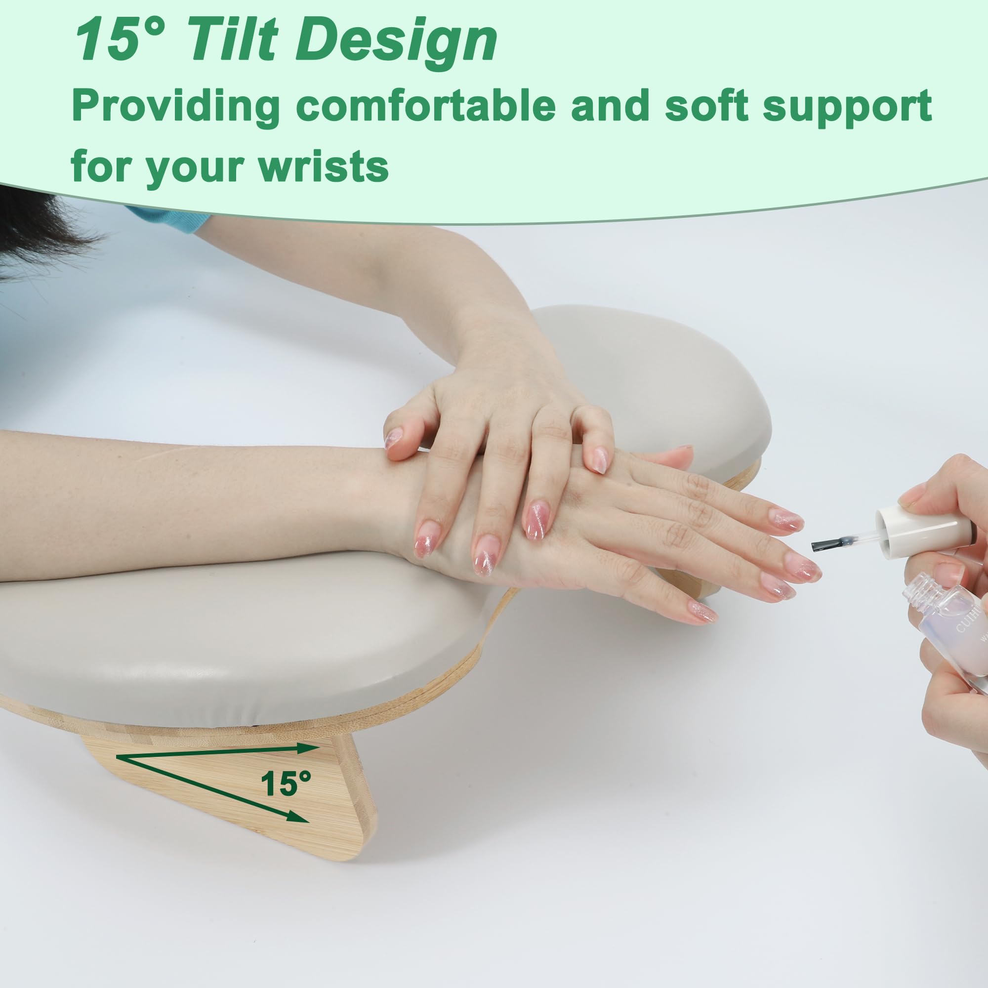 VOCOSTE Arm Rest for Nails Tech | U-Shaped Nail Hand Rest with Detachable Brackets – Gray