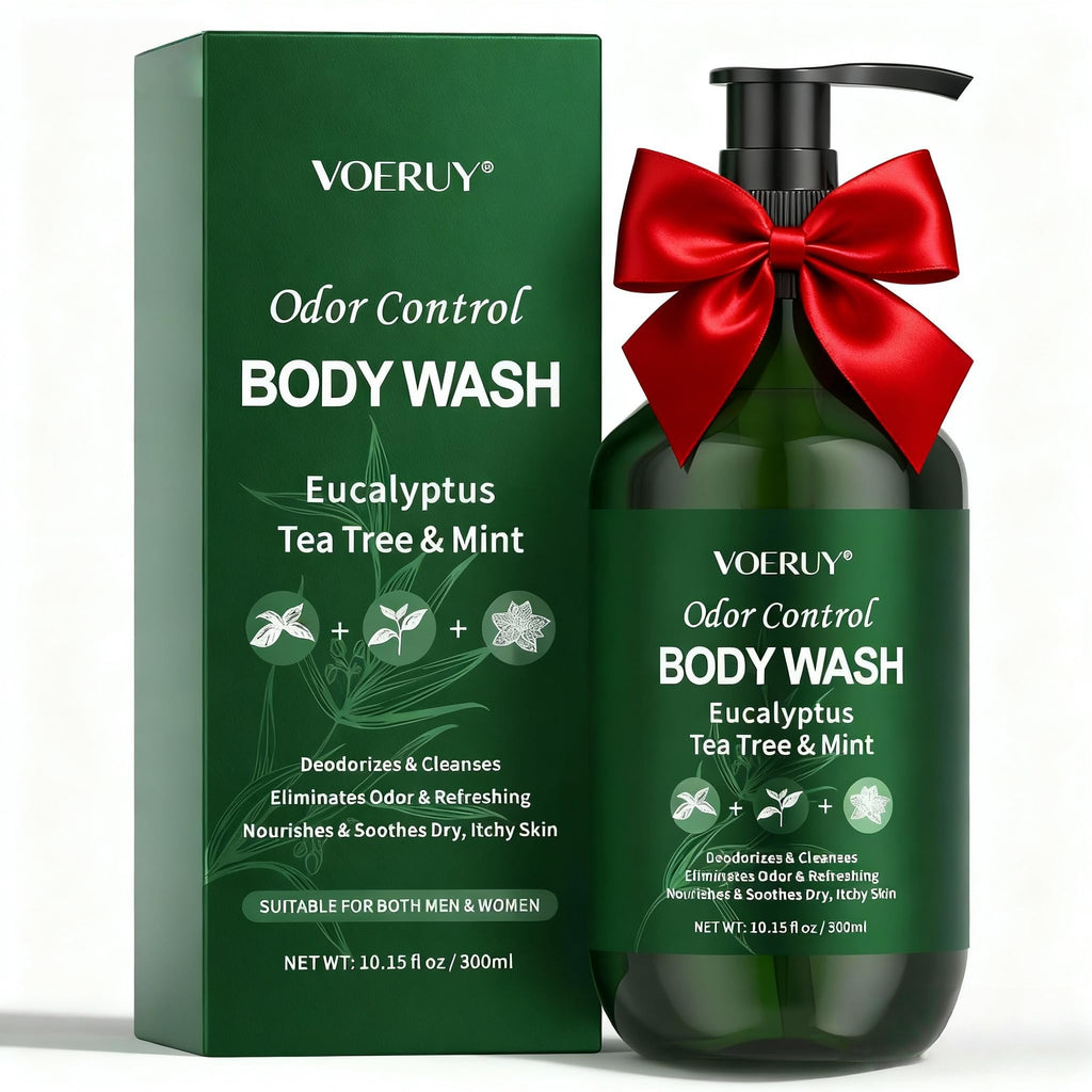 VOERUY Eucalyptus & Tea Tree Oil Deodorizing Body Wash – 24-Hour Odor Control, Vegan & Sulfate-Free