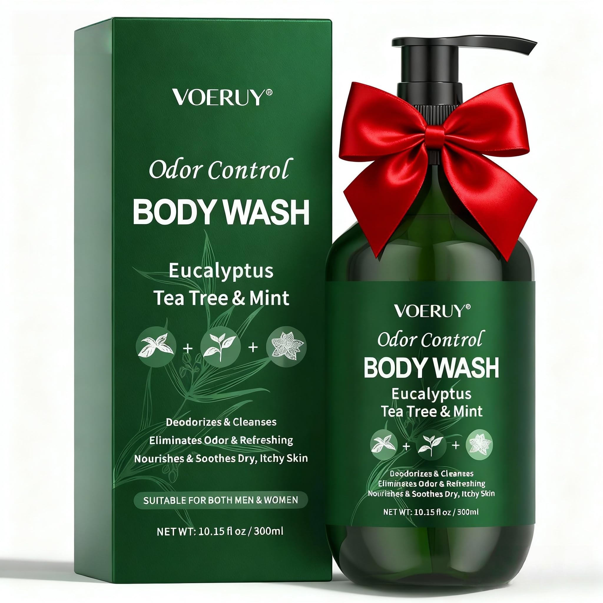 VOERUY Eucalyptus & Tea Tree Oil Deodorizing Body Wash – 24-Hour Odor Control, Vegan & Sulfate-Free
