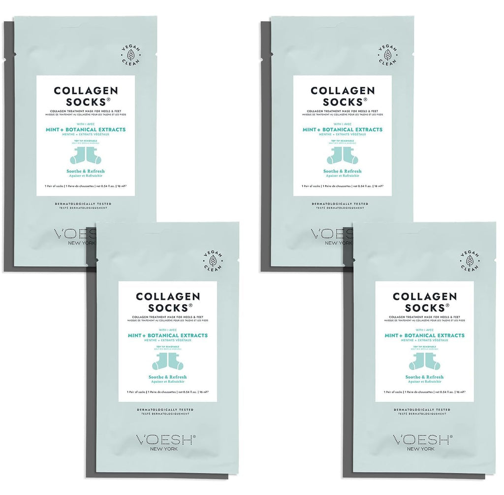 VOESH Collagen Socks – Peppermint Foot Spa (4 Pack) | Vegan & Cruelty-Free