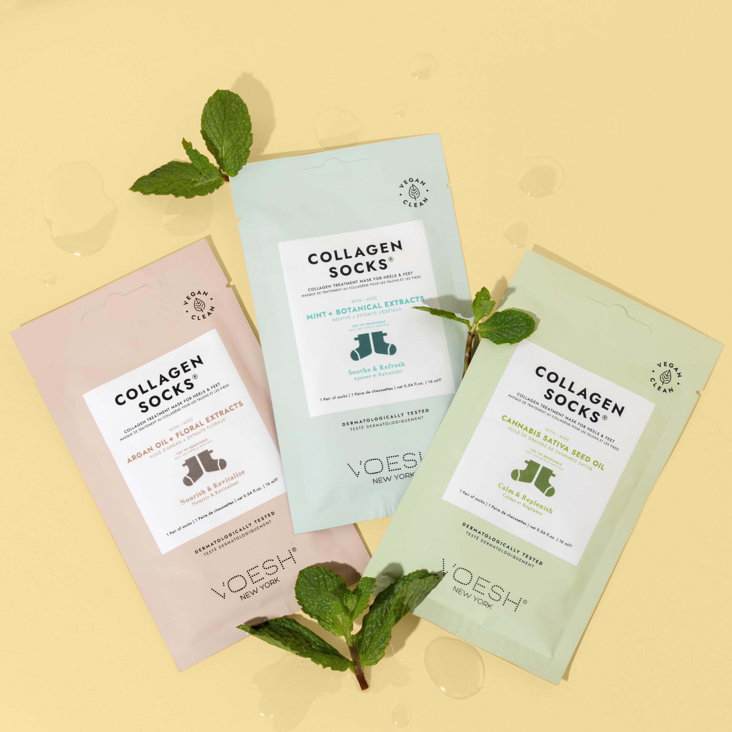 VOESH Collagen Socks 5-Pack – Vegan Foot Treatment for Dry, Cracked Feet