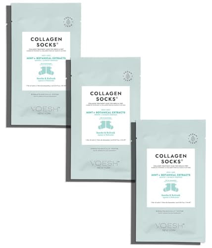 VOESH Collagen Socks with Peppermint Oil – 3 Pack, Vegan Dry Feet & Cracked Heel Care