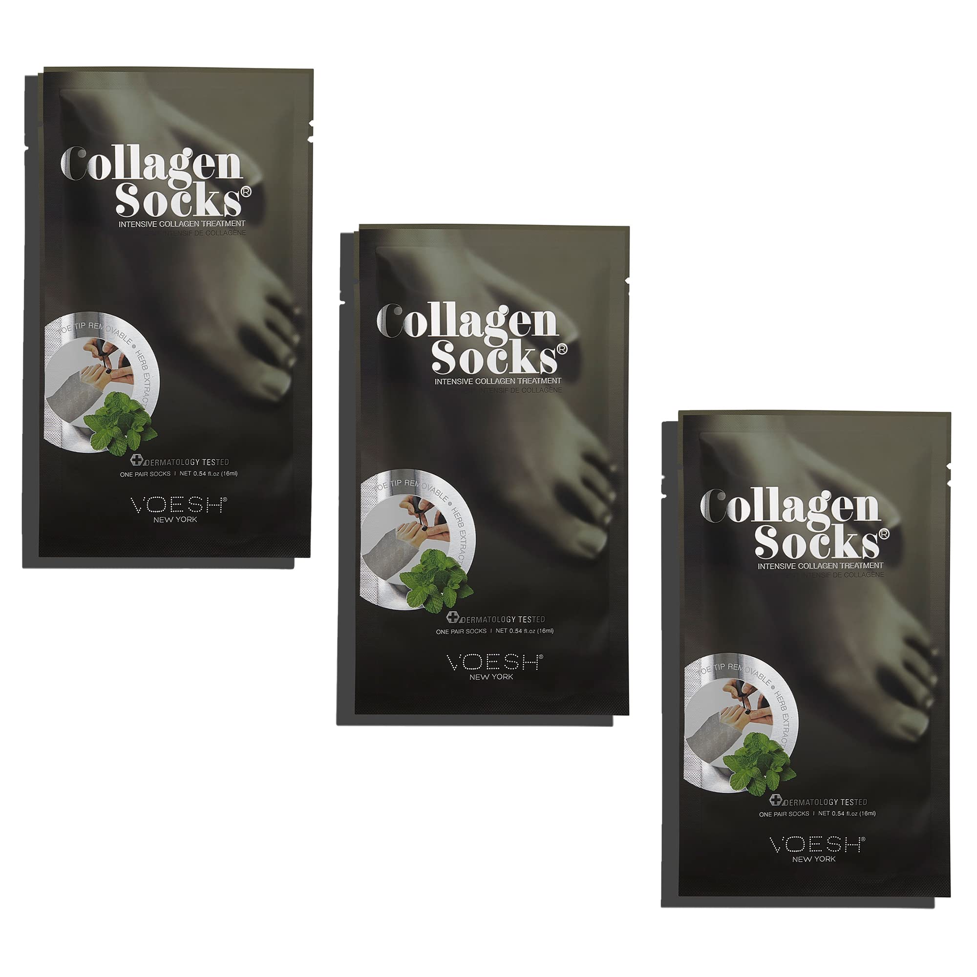 VOESH Collagen Socks with Peppermint Oil – 3 Pack, Vegan Dry Feet & Cracked Heel Care