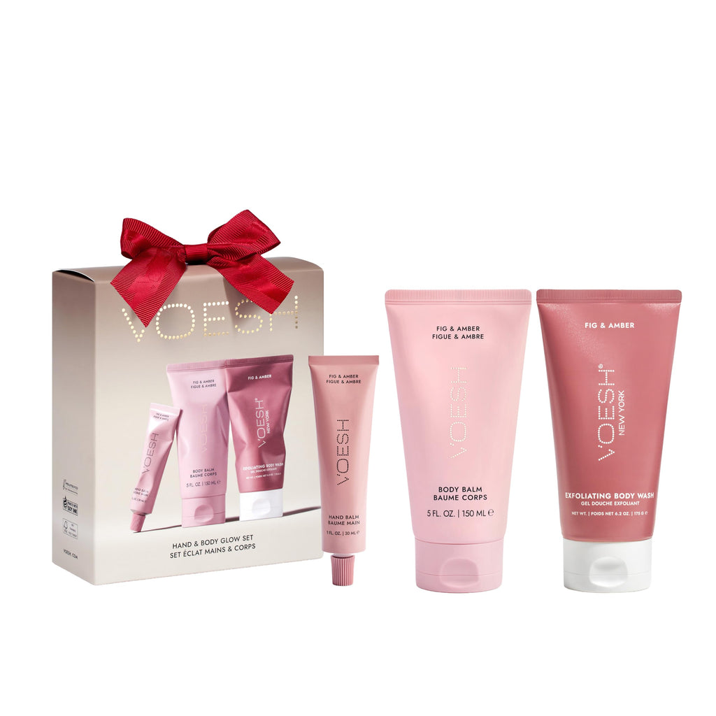 VOESH Hand & Body Glow Gift Set – 3-Piece Fig & Amber Scent (Vegan K-Beauty)