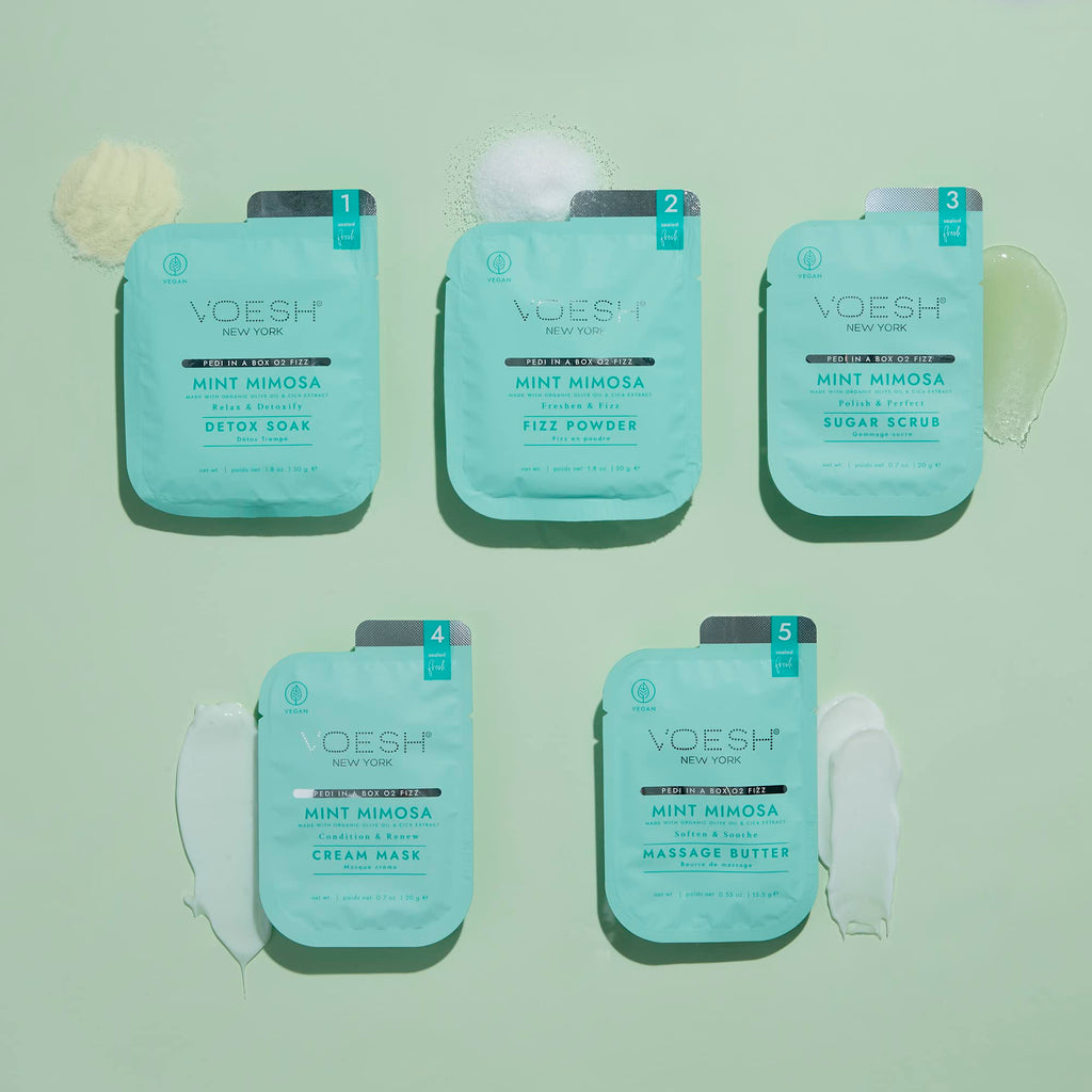 VOESH Pedi in a Box O2 Fizz Mintmosa – 2 Pack Detox Spa Pedicure, At-Home Pedicure Kit