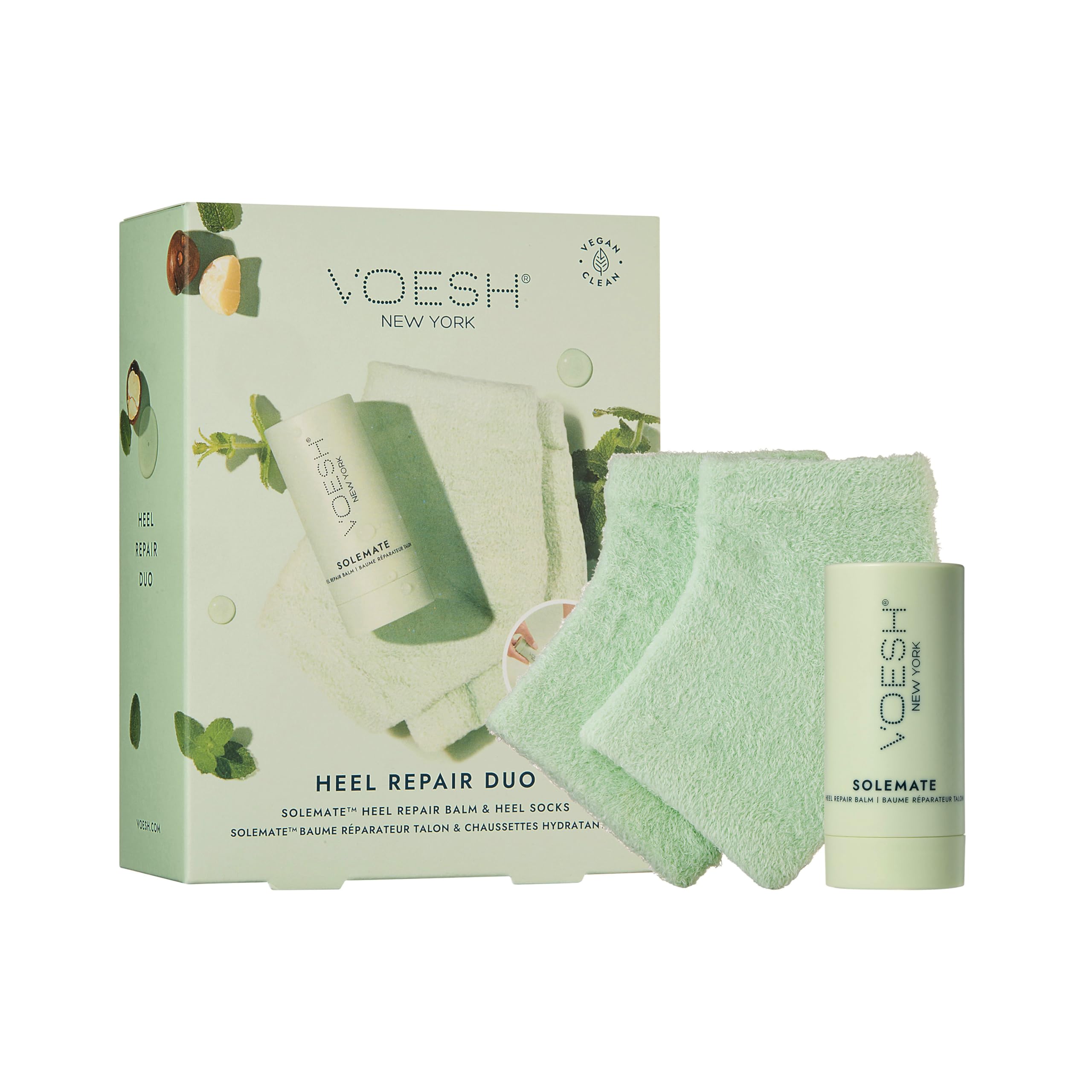 VOESH Heel Repair Duo – Solemate Balm & Moisturizing Heel Socks for At-Home Foot Care