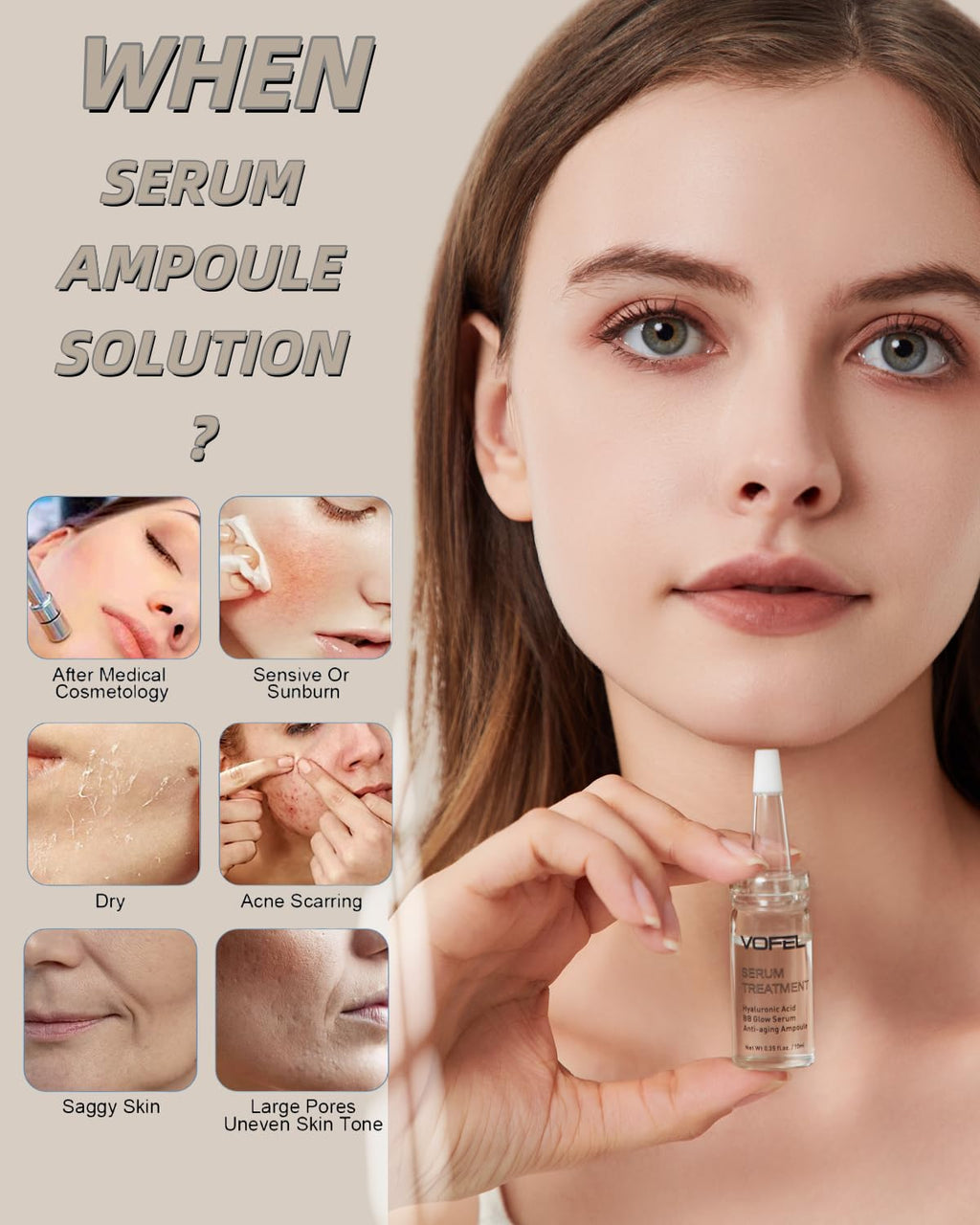 VOFEL Anti Aging Serum + Hyaluronic Acid Serum BB Glow Starter Kit – 8 Vials (0.35 oz each)