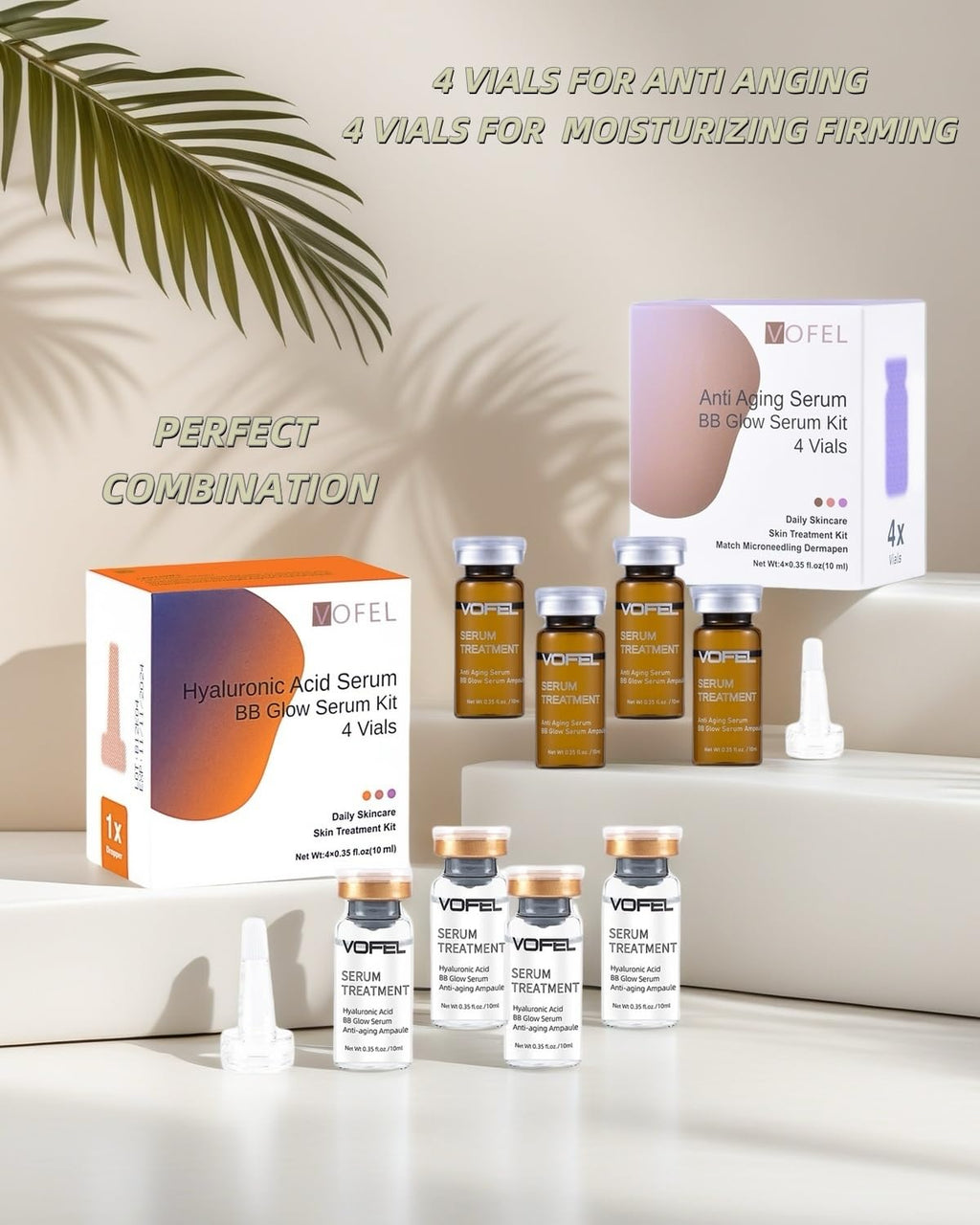 VOFEL Anti Aging Serum + Hyaluronic Acid Serum BB Glow Starter Kit – 8 Vials (0.35 oz each)