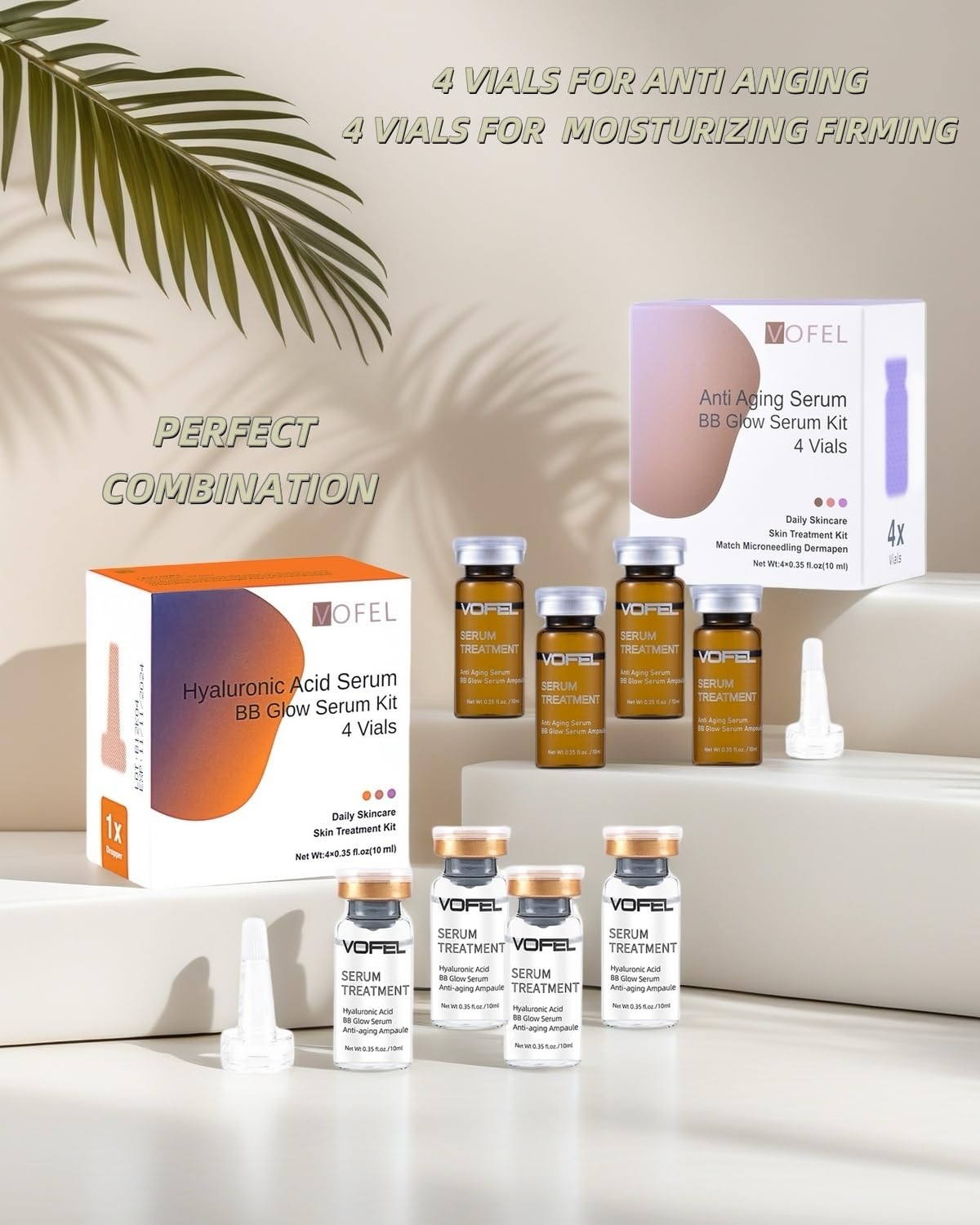 VOFEL Anti Aging Serum + Hyaluronic Acid Serum BB Glow Starter Kit – 8 Vials (0.35 oz each)