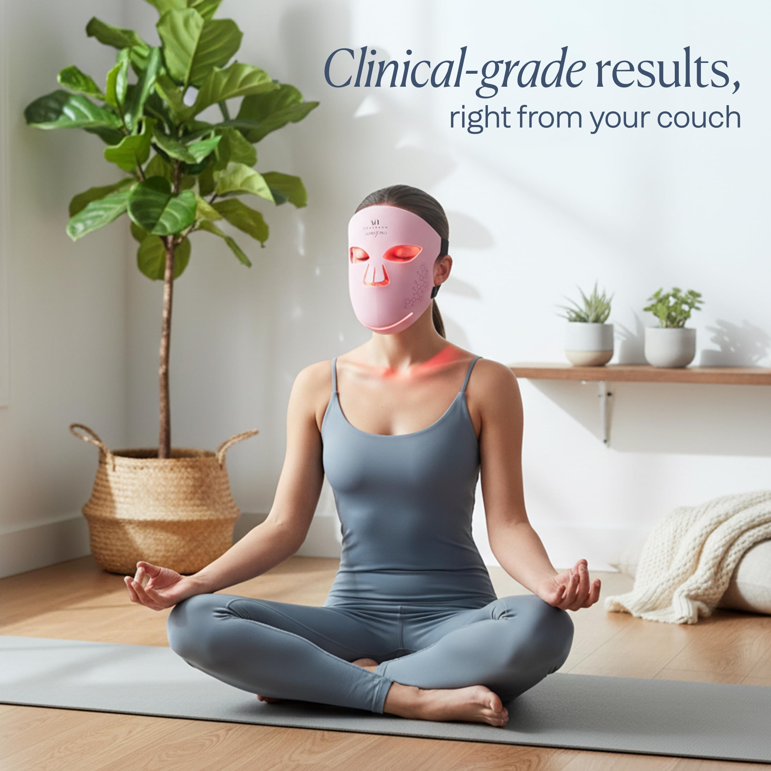 VogueNow LuminX Pro LED Light Therapy Mask – Full-Face Red & Near-Infrared Treatment for Wrinkles & Acne