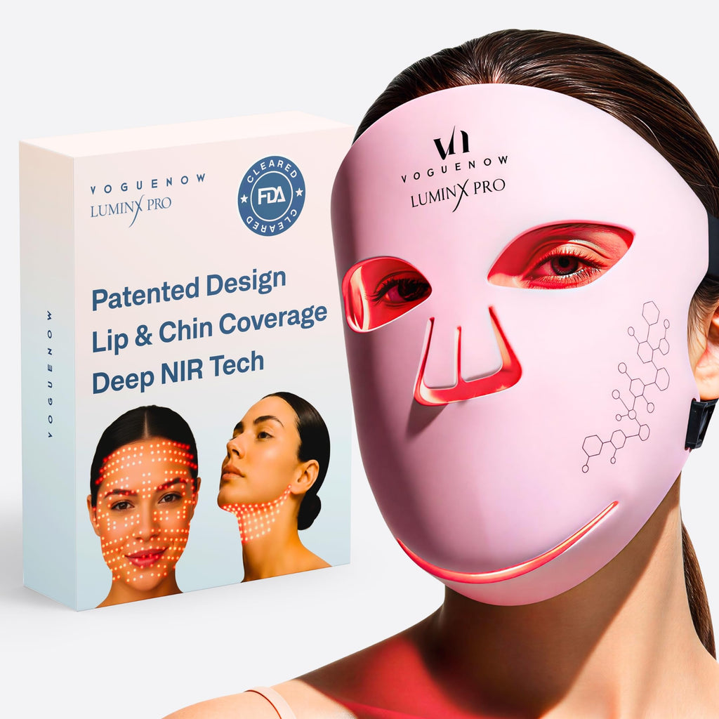 VogueNow LuminX Pro LED Light Therapy Mask – Full-Face Red & Near-Infrared Treatment for Wrinkles & Acne
