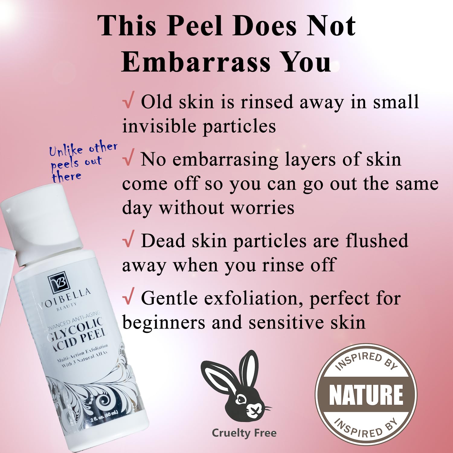 VOIBELLA BEAUTY Glycolic Acid Peel – Gentle AHA Exfoliant for Sensitive Skin