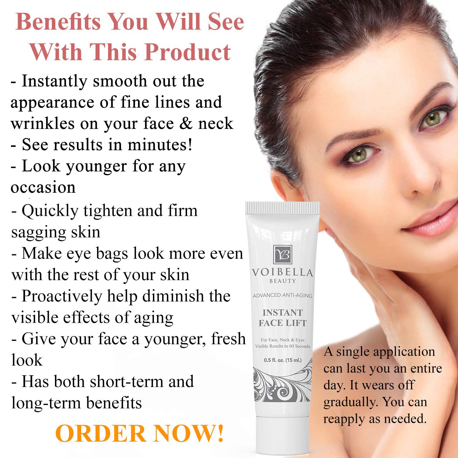 Voibella Instant Face Lift Cream | Eye, Neck & Face Tightening, Lifting & Firming Serum