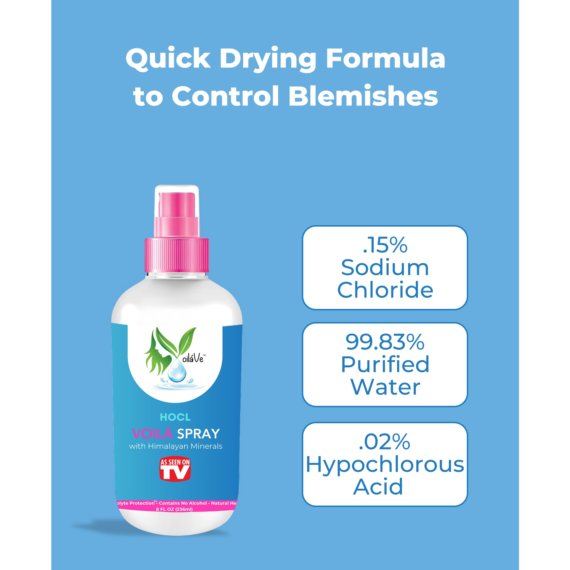 VoilaVe HOCL Spray – HOCl Skin Mist for Acne, Redness & Aftercare | 8oz