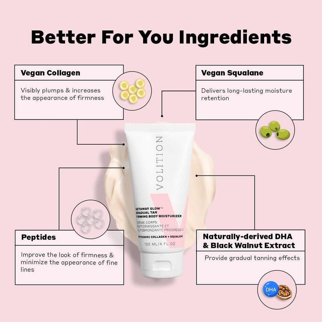 Volition Getaway Glow Gradual Tan Firming Body Moisturizer | Vegan Collagen + Squalane