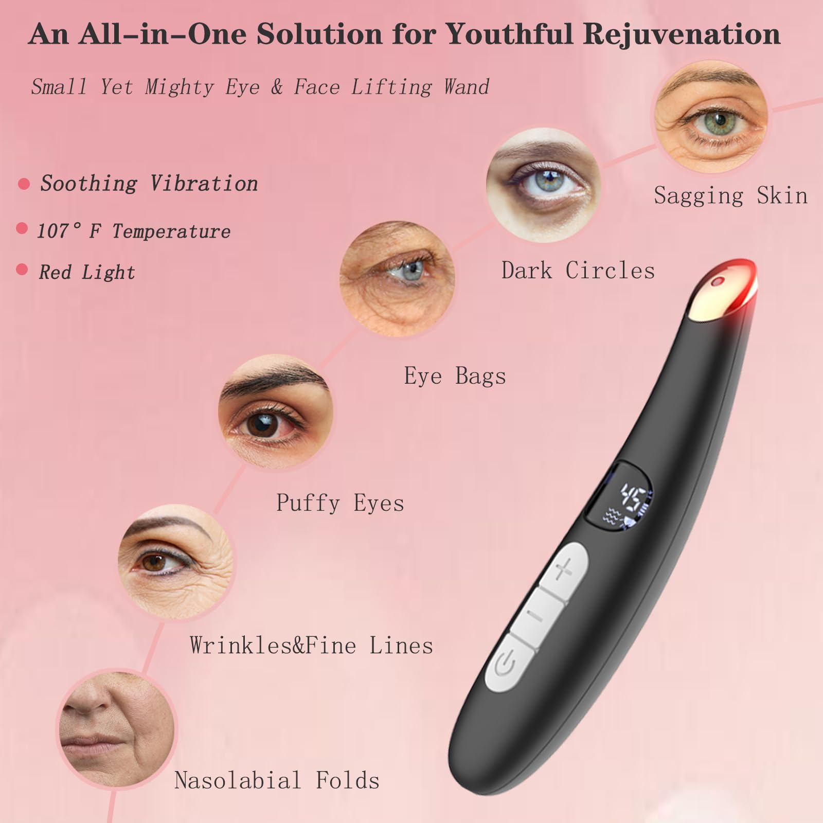 Vowleike Eye Lift Wand | 3-in-1 Eye & Face Massager with Temperature Control