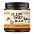 VREKEF Beef Tallow Balm for Skin – Grass-Fed Tallow, Honey, Sea Buckthorn & Shea Butter (4.2 oz)