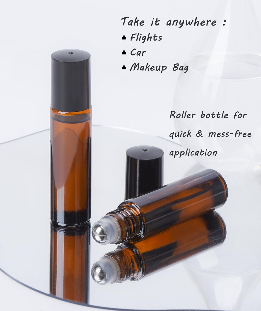VRJEUGO Organic Castor Oil for Face Roll-On – Deep Hydration, Rollerball, 8oz Amber Glass (2 Rollers)