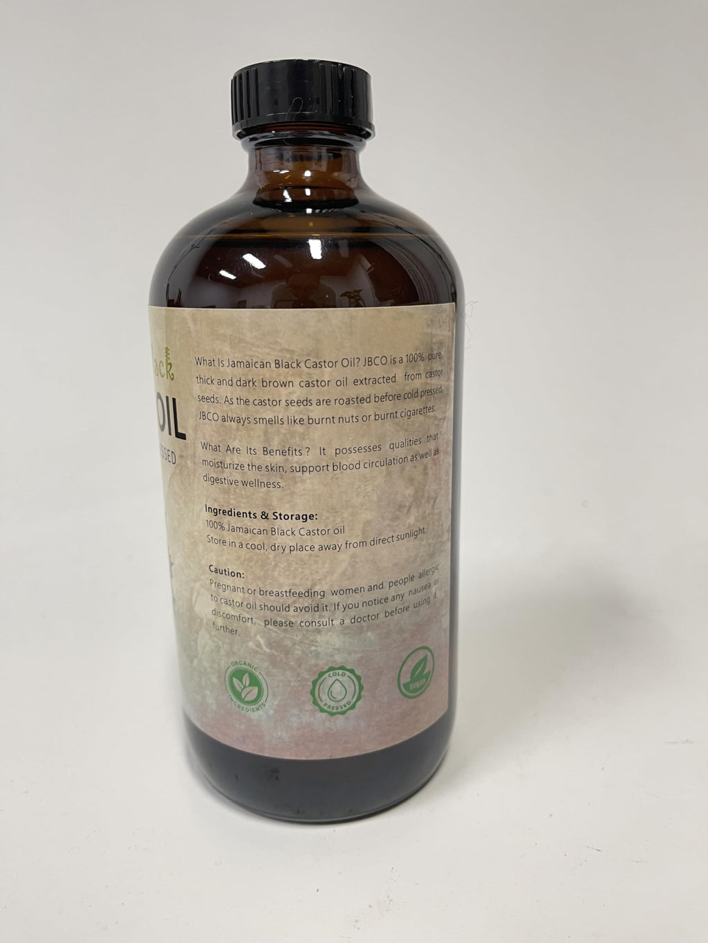 VRJEUGO Jamaican Black Castor Oil - Organic Cold-Pressed, 16oz Glass Bottle