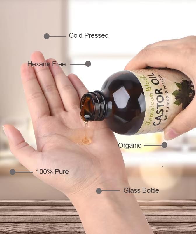 VRJEUGO Jamaican Black Castor Oil - Organic Cold-Pressed, 16oz Glass Bottle