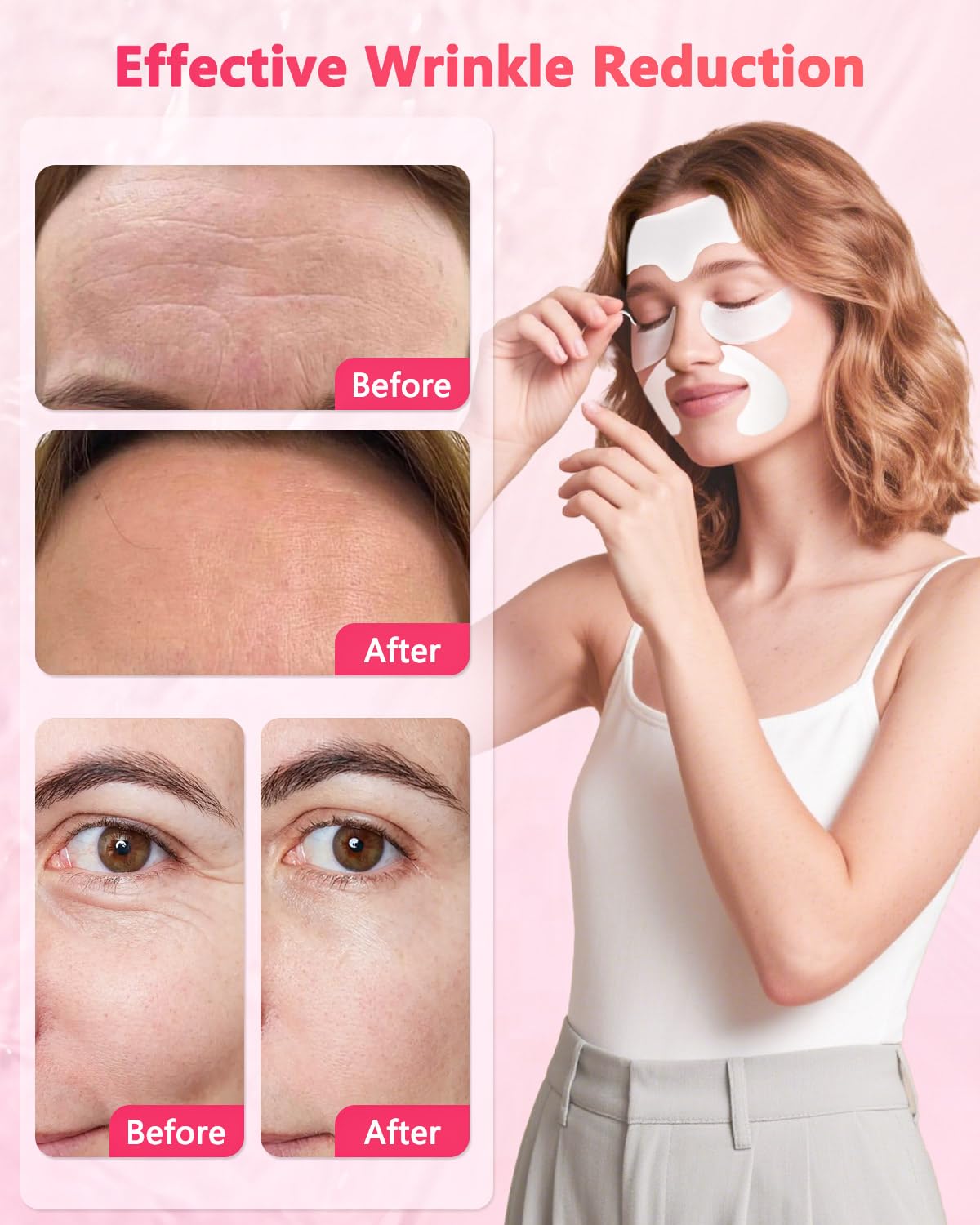 Vryioh 3-in-1 Forehead, Smile Line & Under Eye Patch Set – Overnight Wrinkle Treatment