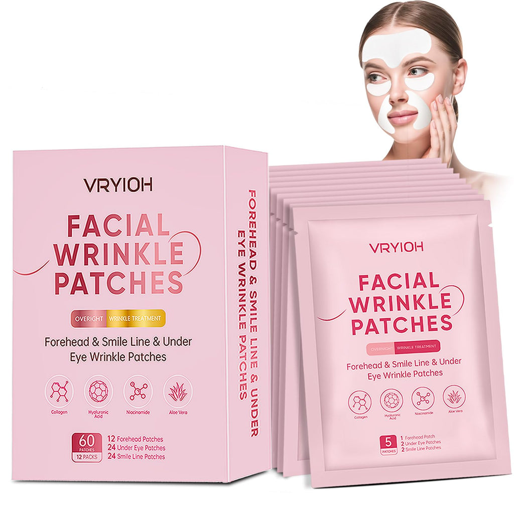 Vryioh 3-in-1 Forehead, Smile Line & Under Eye Patch Set – Overnight Wrinkle Treatment