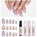 VSALON Press-On Nails Short Almond – Chrome Ombre 3D Star Kit | 42 PCS + Full Tool Kit