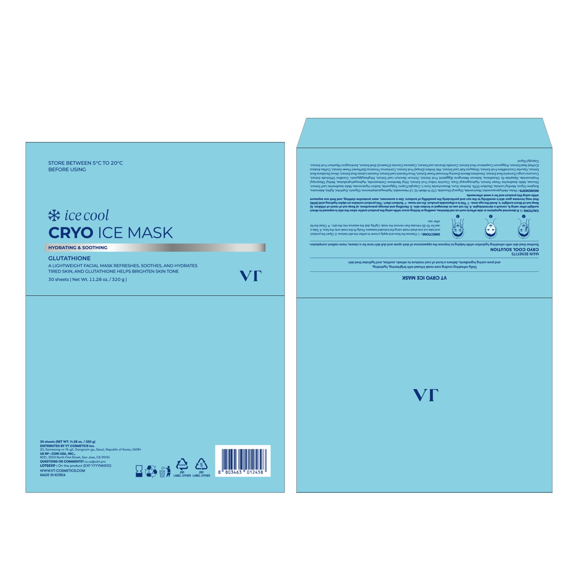 VT COSMETICS Cryo Ice Mask | Hydrating Sheet Mask for Instant Cooling & Glow