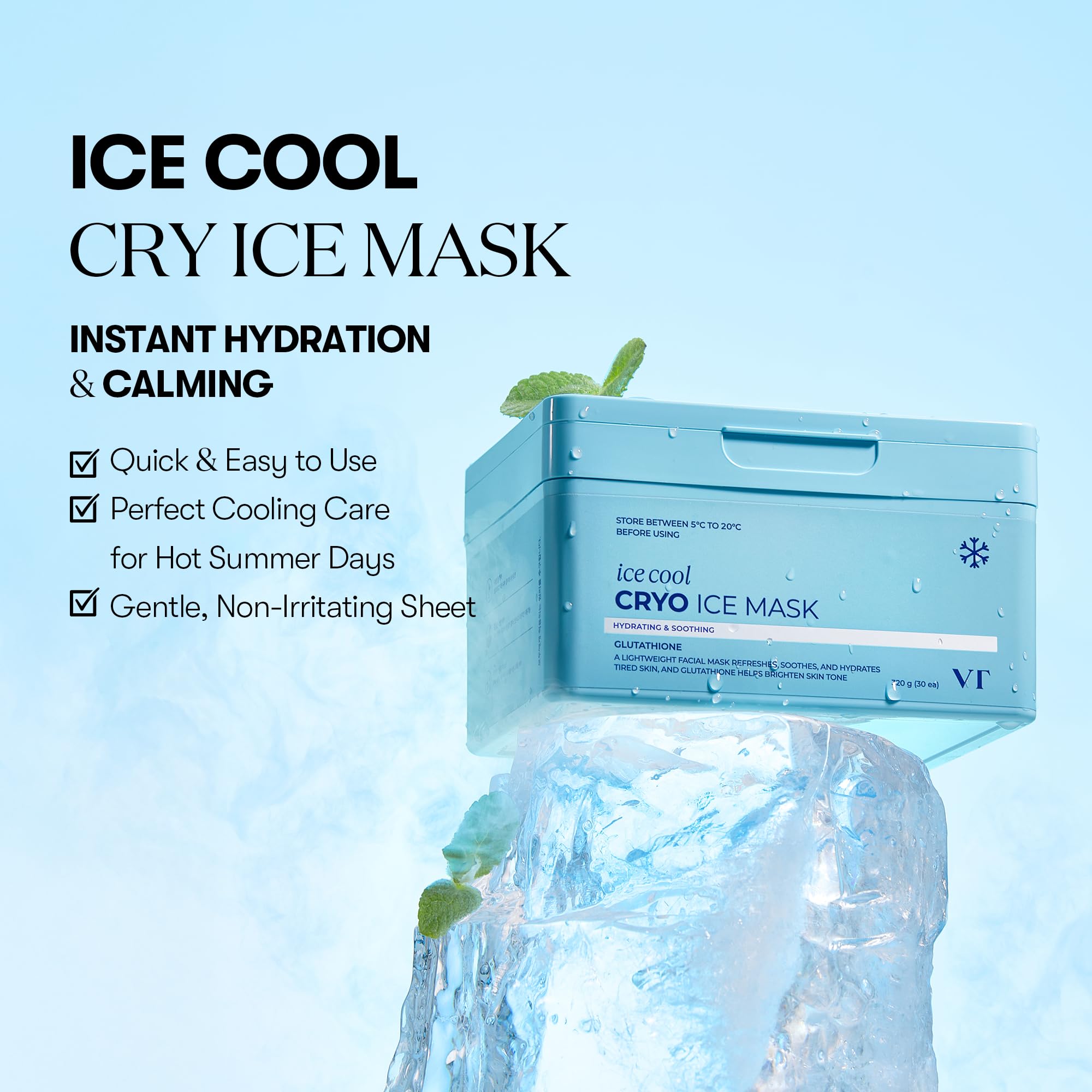 VT COSMETICS Cryo Ice Mask | Hydrating Sheet Mask for Instant Cooling & Glow