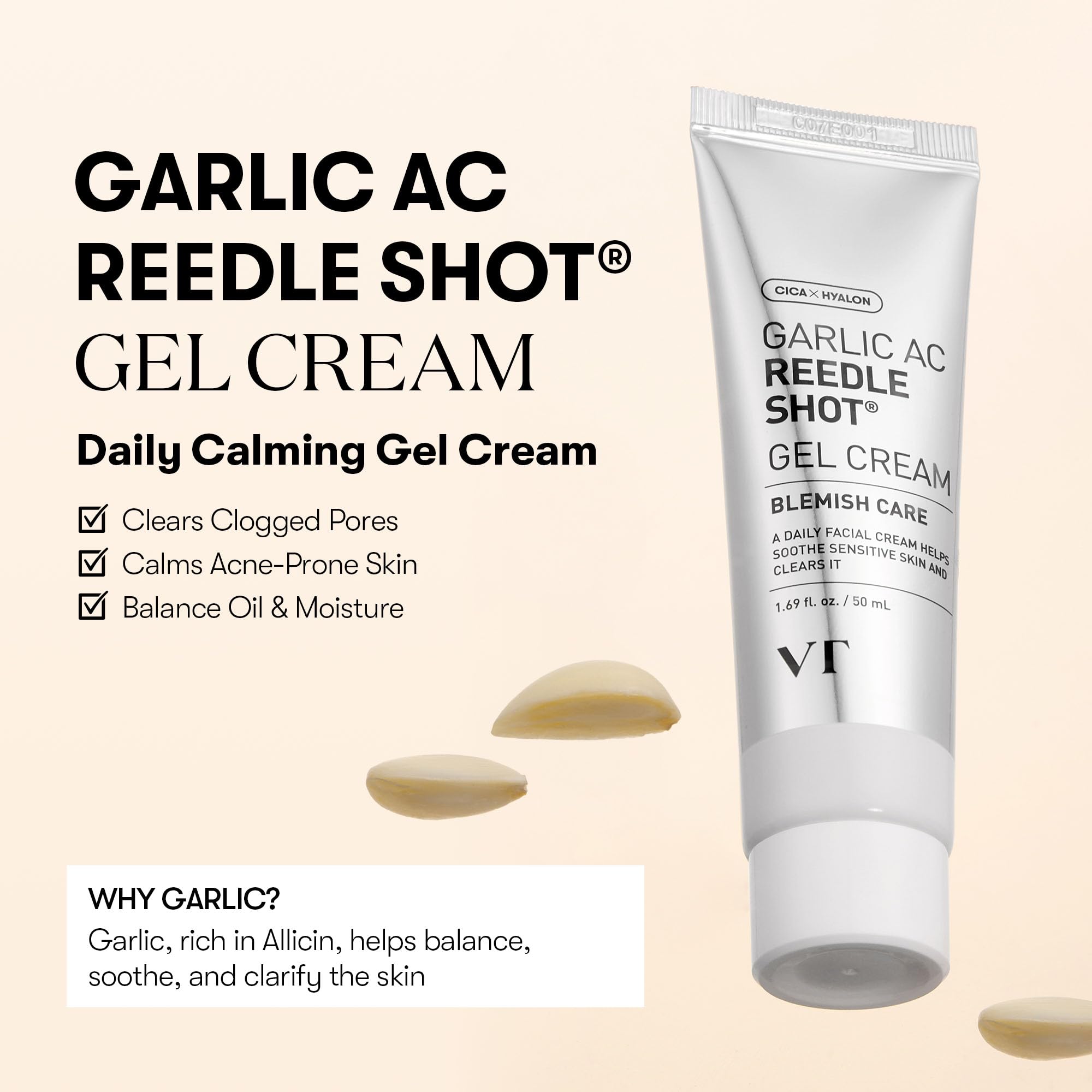 VT COSMETICS Garlic AC Reedle Shot Gel Cream – Gentle Gel Exfoliant for Clearer Skin