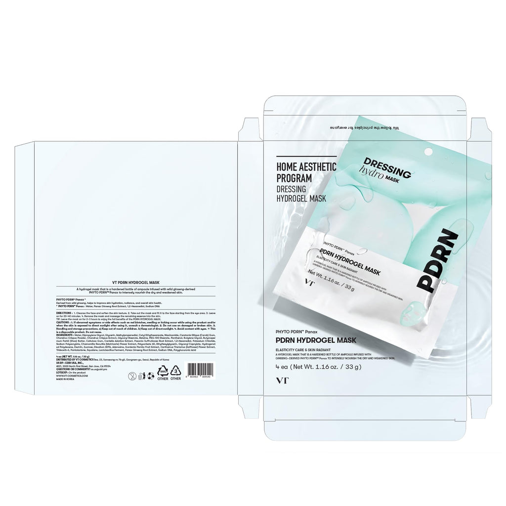 VT COSMETICS PDRN Hydrogel Mask – Overnight Nourishing & Rejuvenating (33g x 4ea)