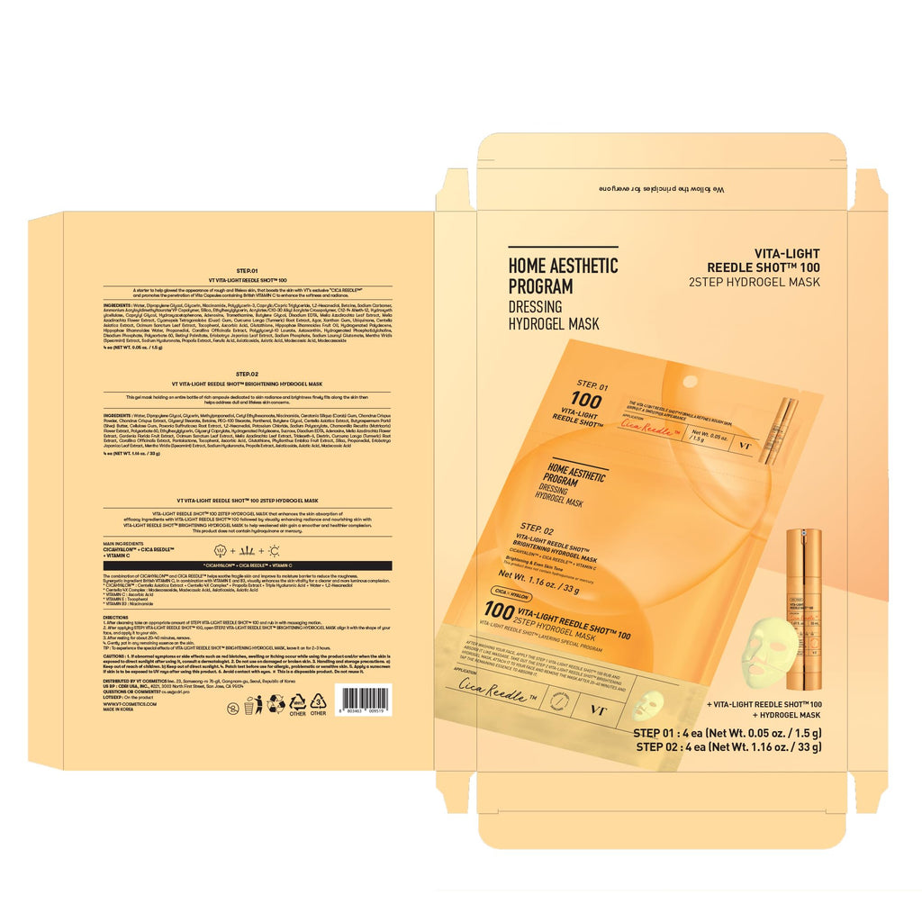 VT COSMETICS Vita-Light Reedle Shot 2-Step Hydrogel Mask – Intensive Glow & Even Tone