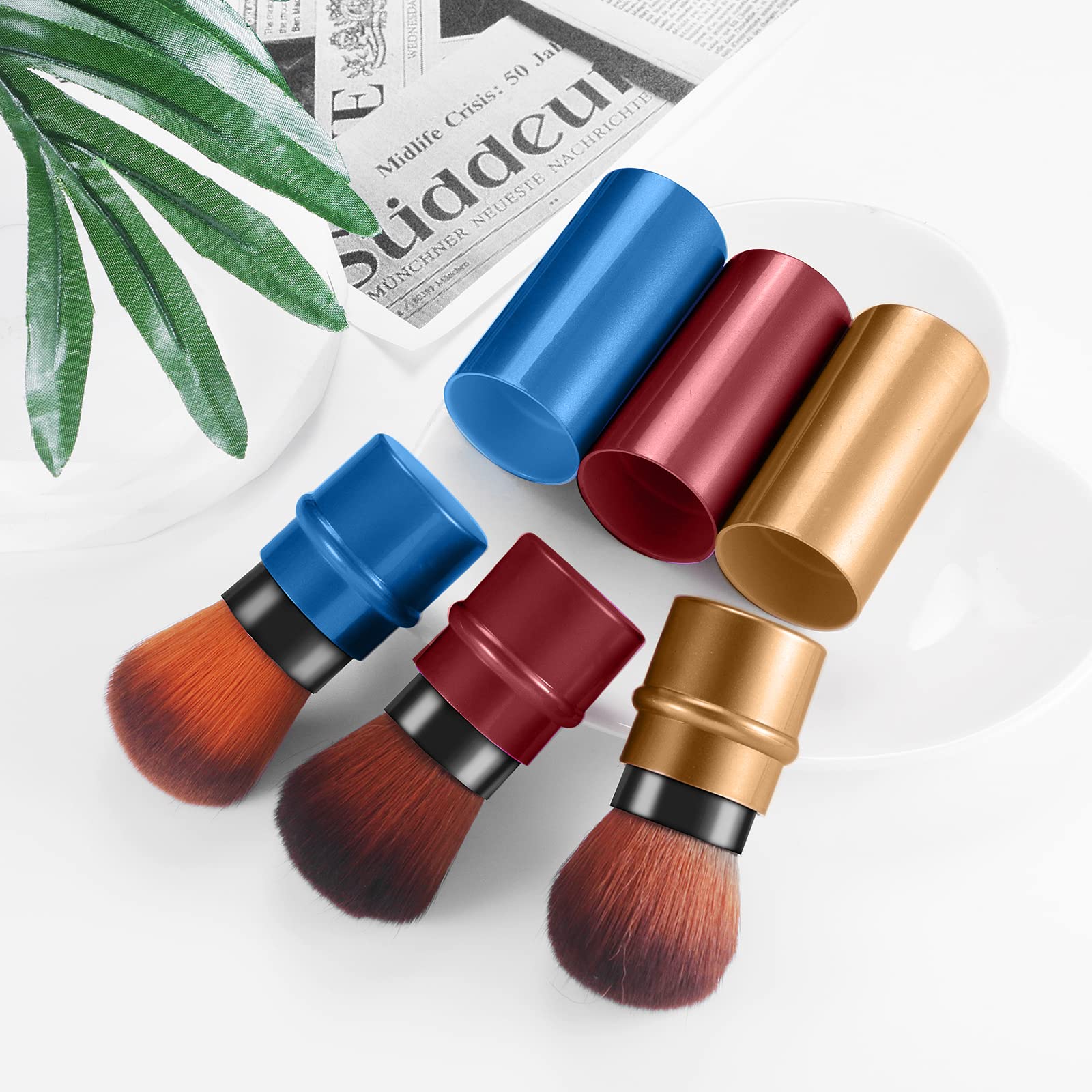 Vtrem Retractable Kabuki Brush - Travel-Ready Powder Brush with Cover
