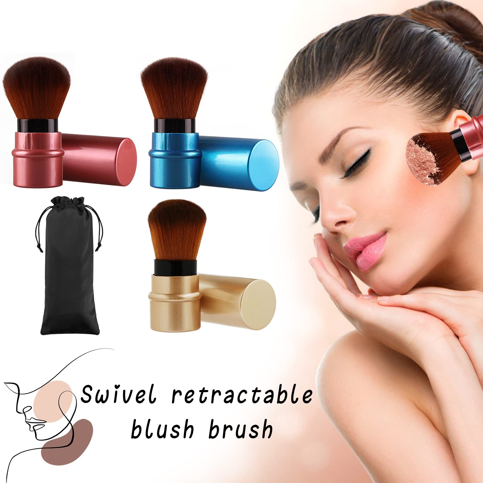 Vtrem Retractable Kabuki Brush - Travel-Ready Powder Brush with Cover