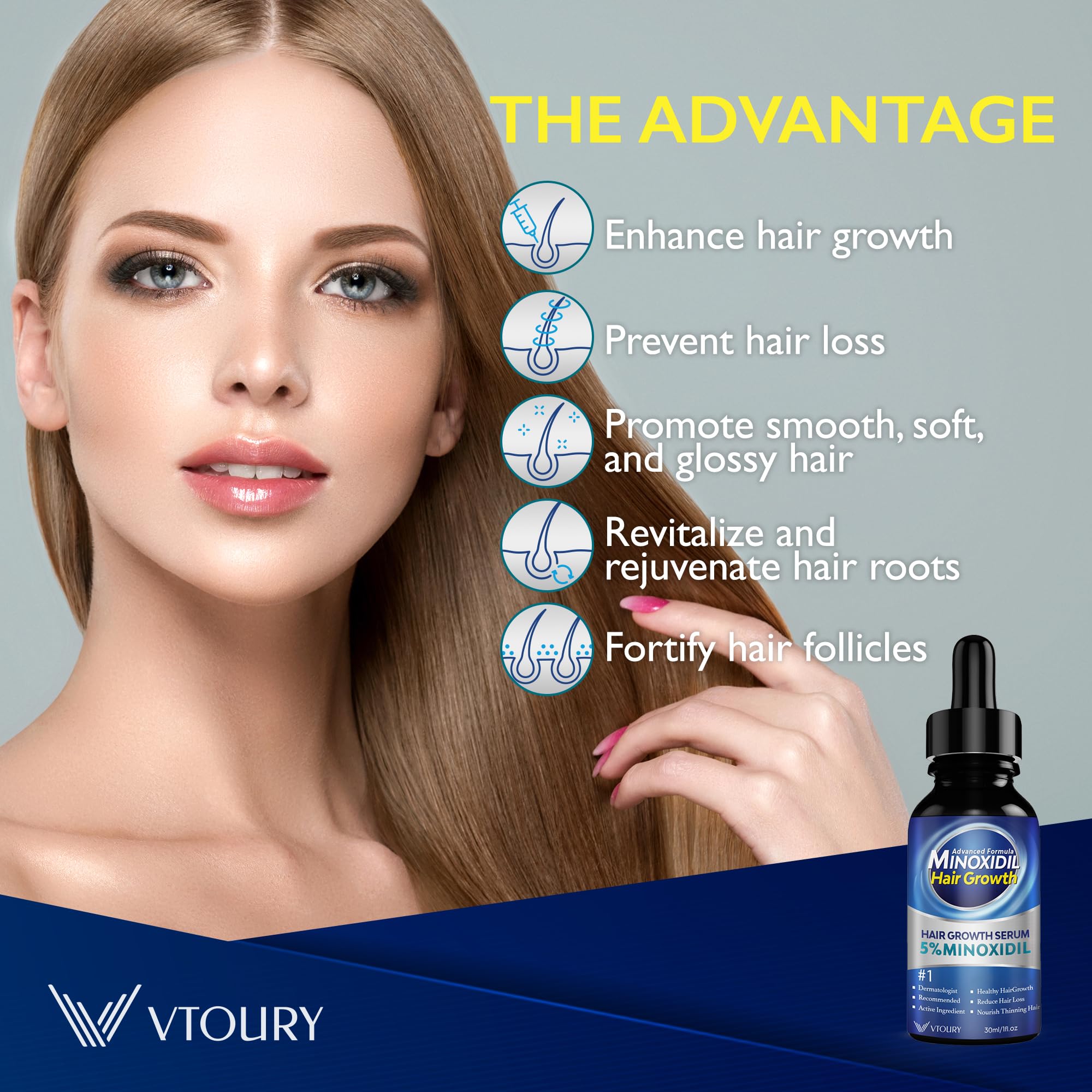 VTROUY 2-Pack Minoxidil for Men and Women — Beard Growth Oil & Hair Growth Solution