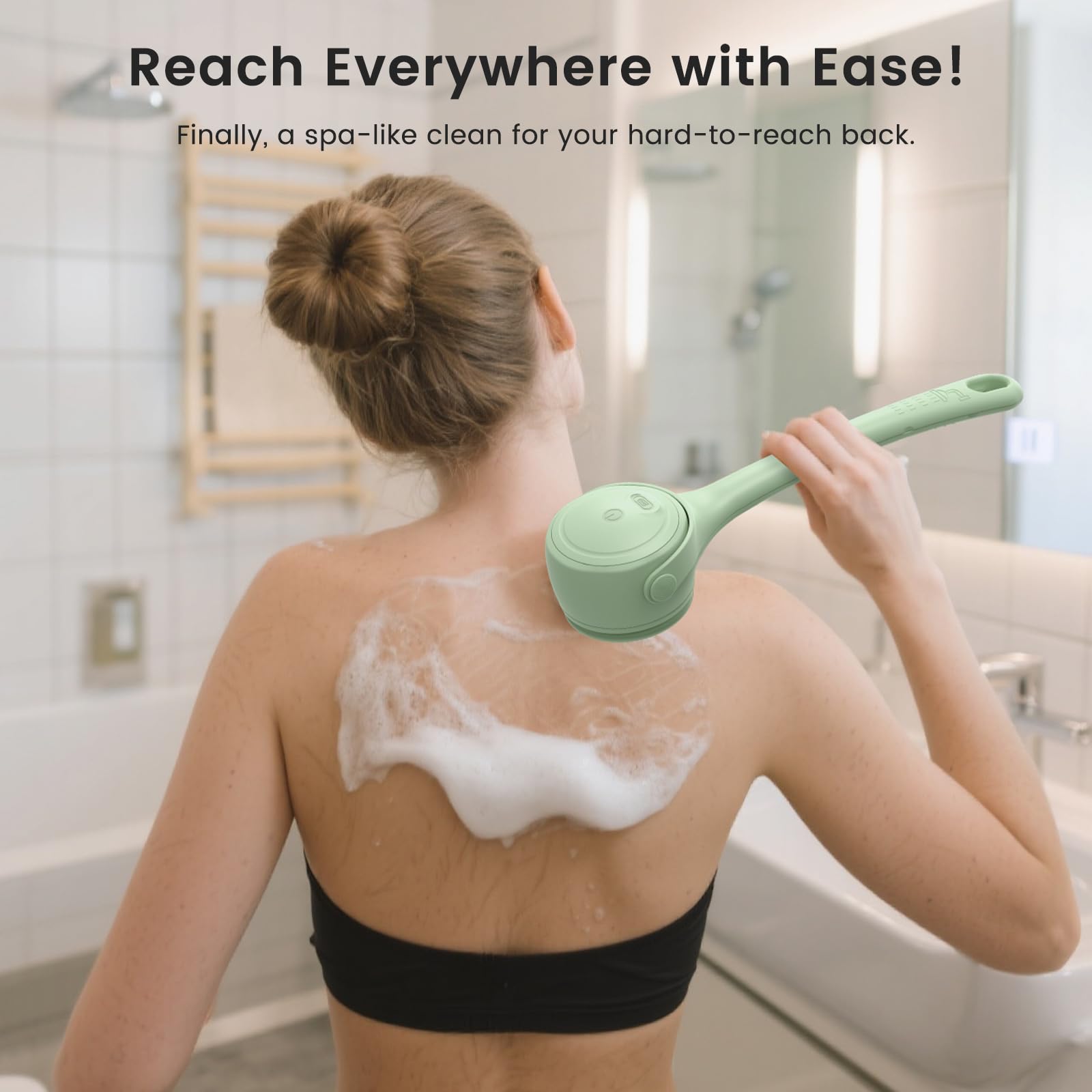 VWMYQ Electric Back Scrubber – Waterproof Rechargeable Exfoliating Brush for Deep Back Cleansing
