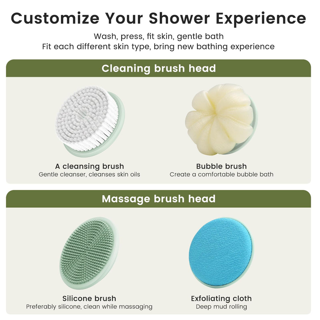 VWMYQ Electric Back Scrubber – Waterproof Rechargeable Exfoliating Brush for Deep Back Cleansing