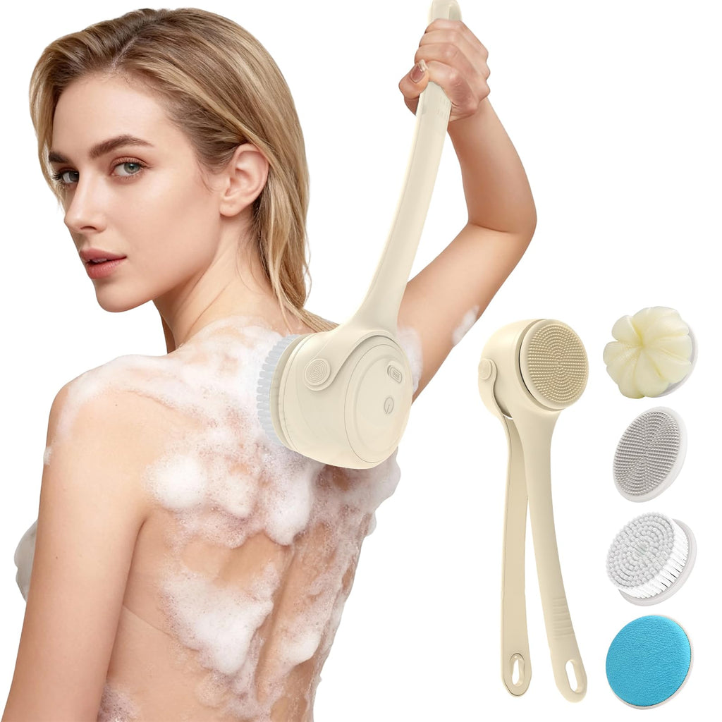 VWMYQ Electric Back Scrubber – Waterproof USB Rechargeable Exfoliating Brush for Back, Arms & Legs