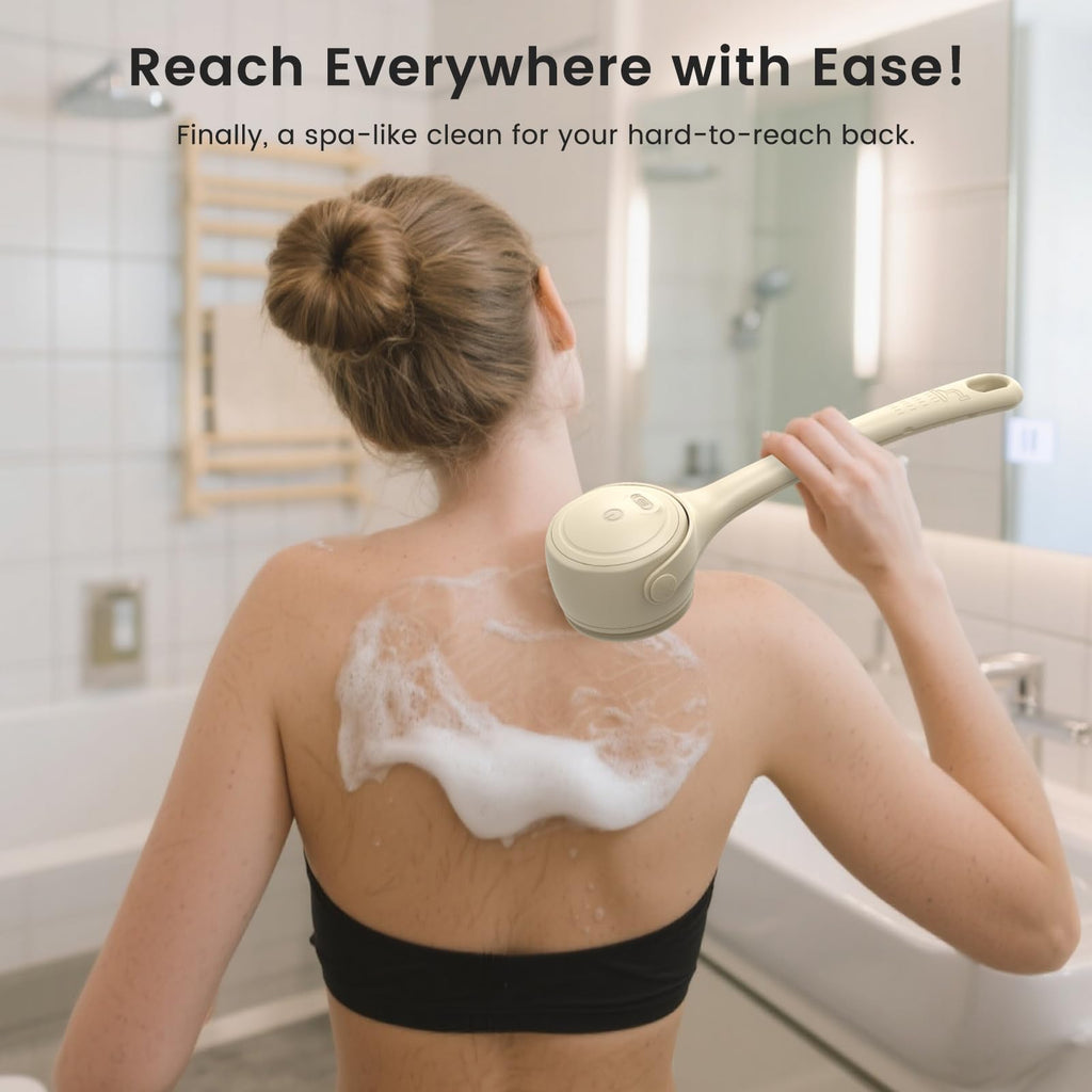 VWMYQ Electric Back Scrubber – Waterproof USB Rechargeable Exfoliating Brush for Back, Arms & Legs
