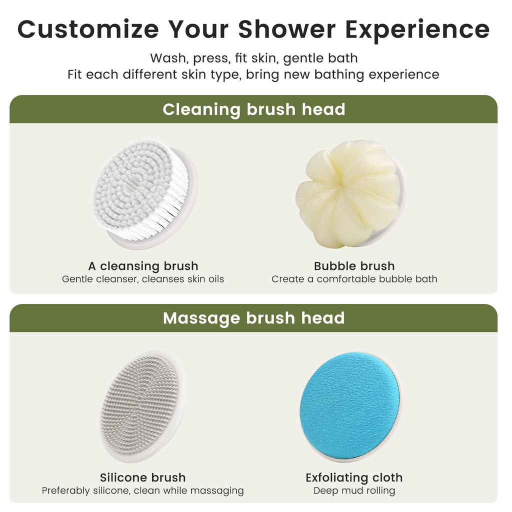 VWMYQ Electric Back Scrubber – Waterproof USB Rechargeable Exfoliating Brush for Back, Arms & Legs