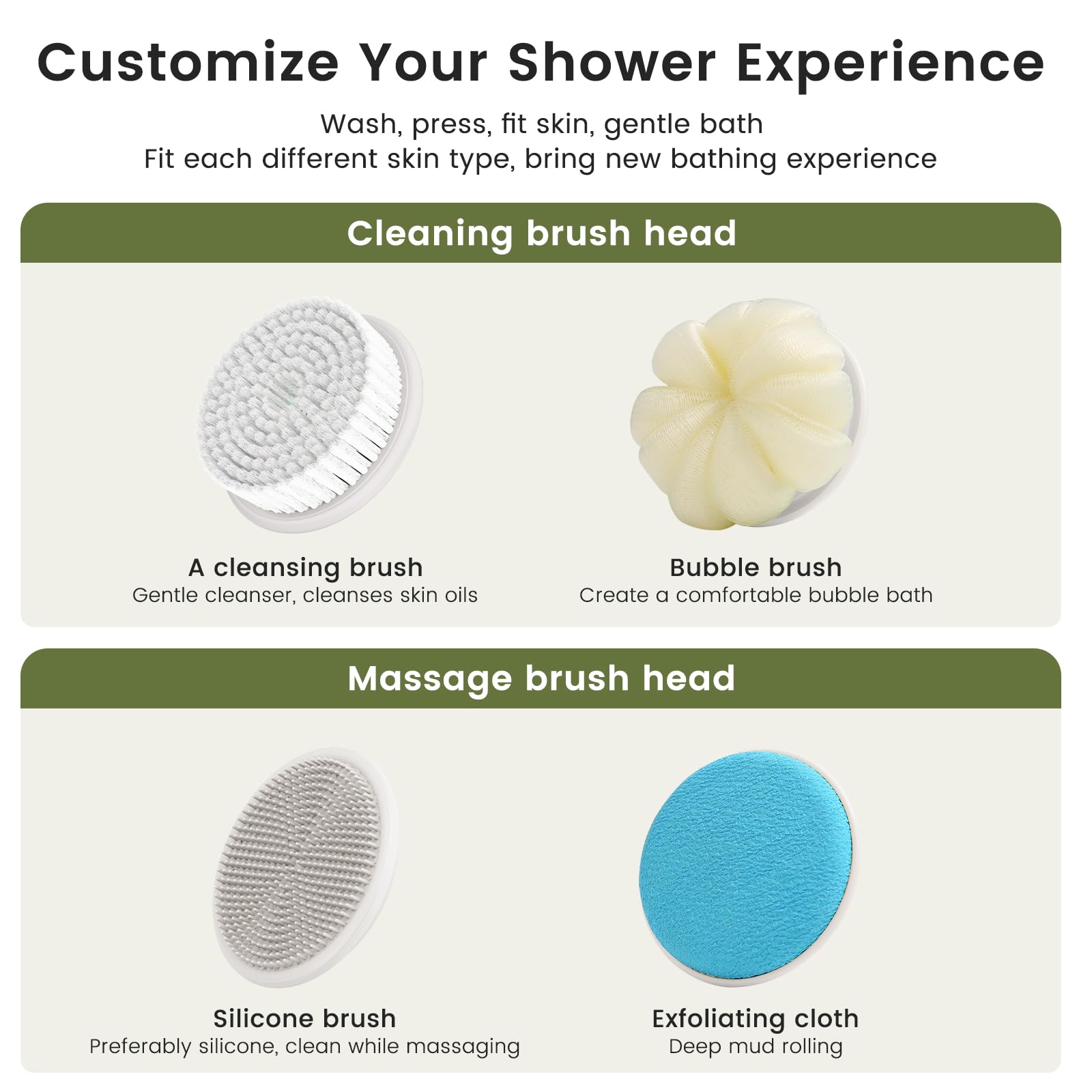 VWMYQ Electric Back Scrubber – Waterproof USB Rechargeable Exfoliating Brush for Back, Arms & Legs