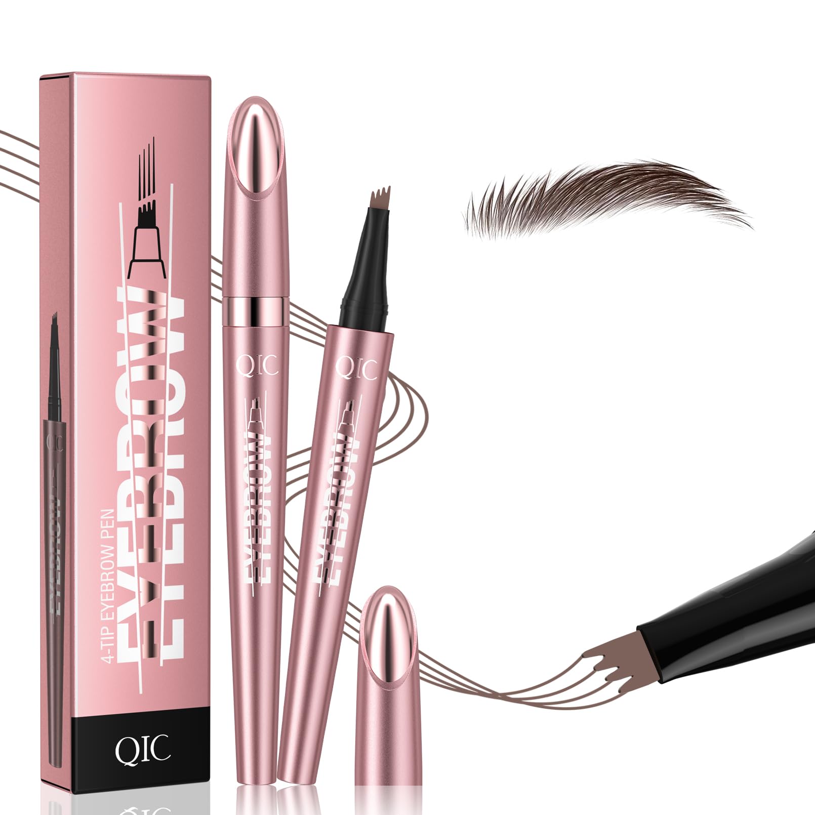 W3W Eyebrow Pencil for Women – 4-Fork Tip Microblading Style, Waterproof, Long-Lasting, Natural Look