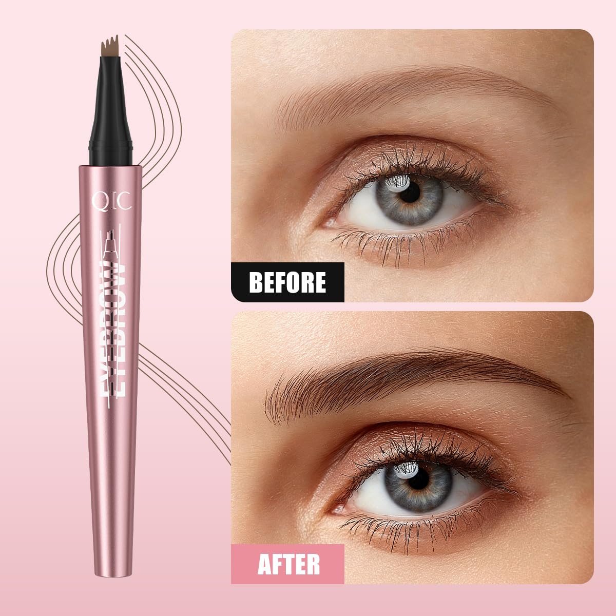 W3W Eyebrow Pencil for Women – 4-Fork Tip Microblading Style, Waterproof, Long-Lasting, Natural Look