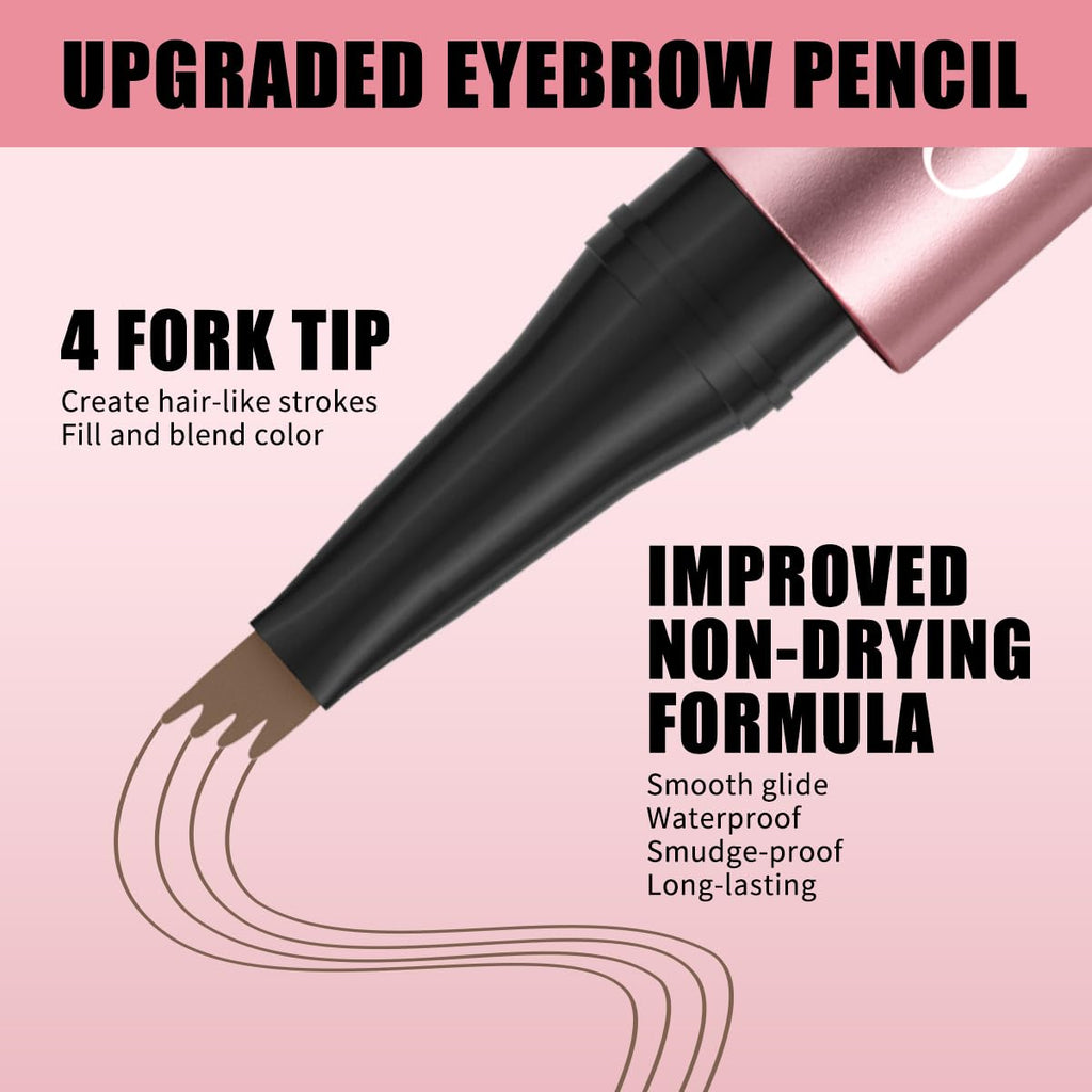 W3W Eyebrow Pencil for Women – 4-Fork Tip Microblading Style, Waterproof, Long-Lasting, Natural Look