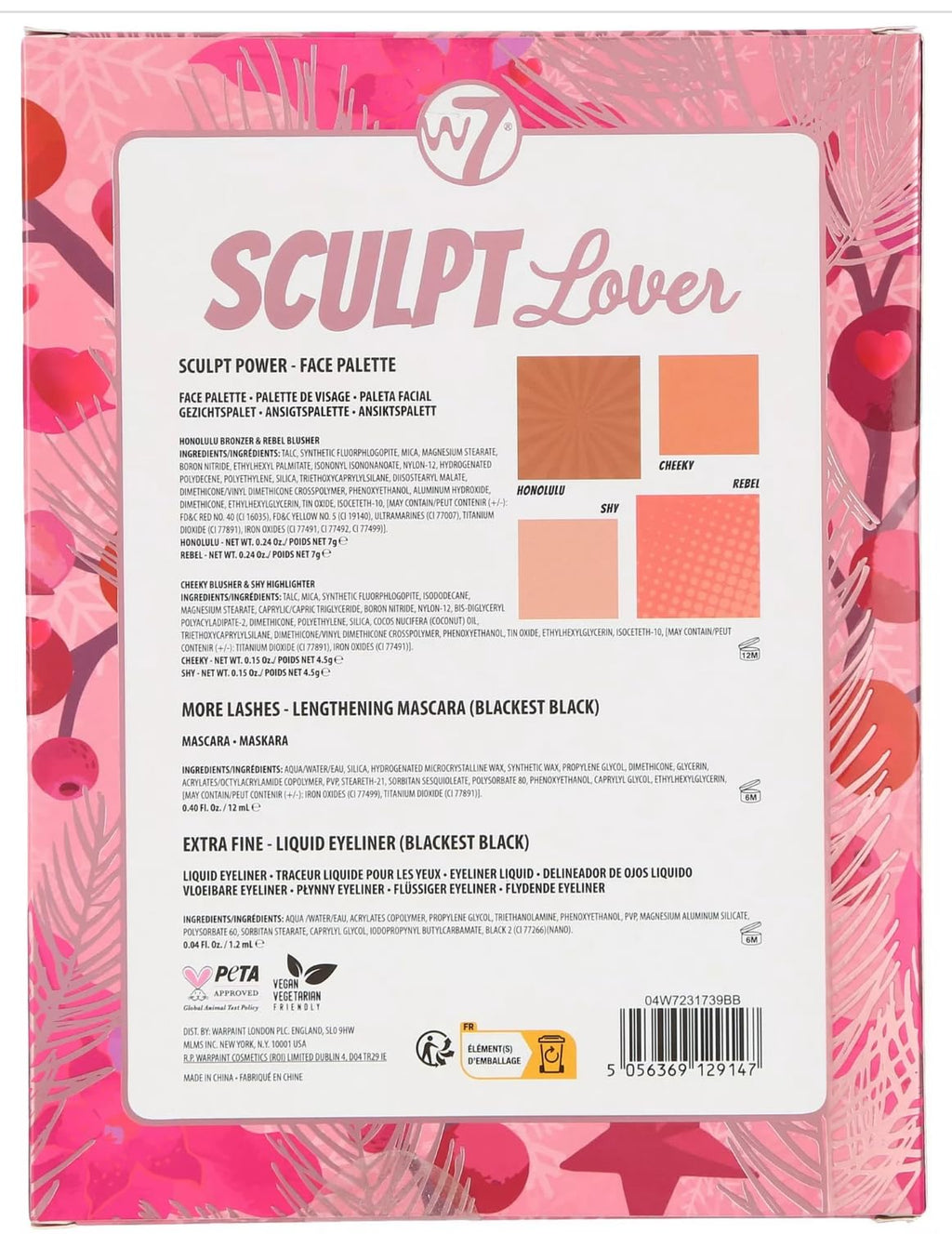 W7 Sculpt Love, Sculpt Power, More Lash Mascara & Extra Fine Liquid Eyeliner Set – Pink